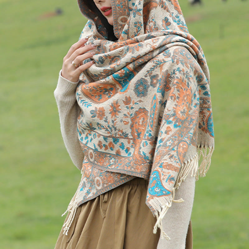 Buddha Stones, tibetische Cashew-Blüten, Blätter, Ranken, Quasten, Schal, Herbst/Winter, weicher, gemütlicher Schal, Wickeltuch - image 21