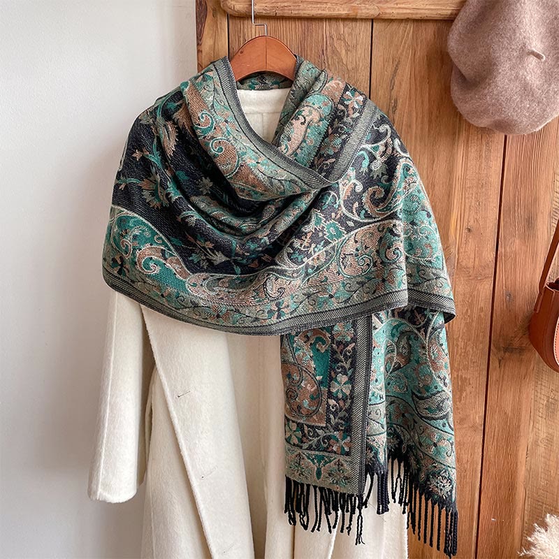 Buddha Stones, tibetische Cashew-Blumen, Rankenmuster, Quasten, Schal, Herbst/Winter, weicher Schal, Wickeltuch - image 10