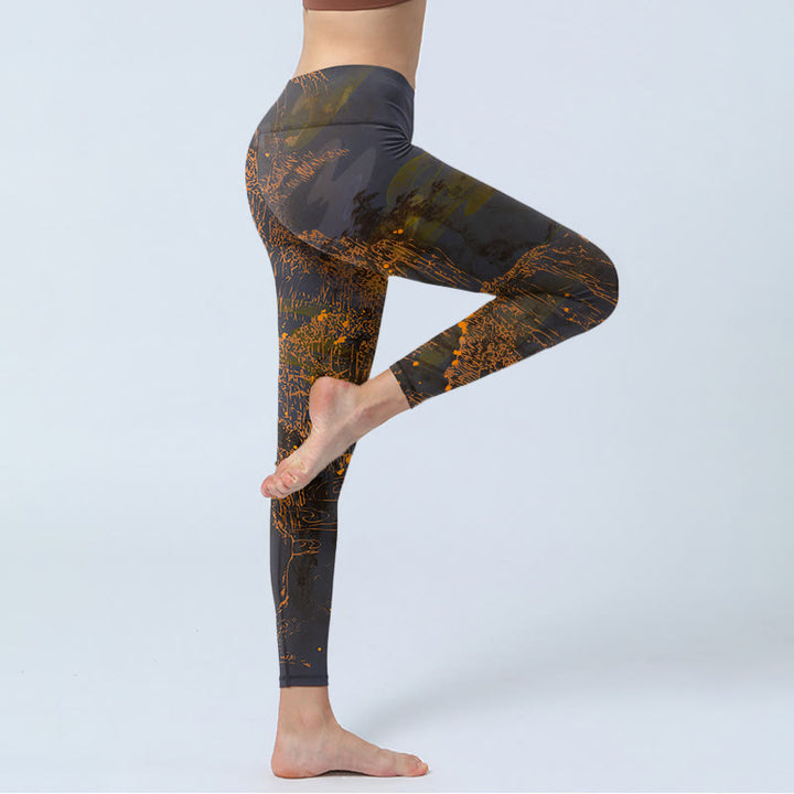 Buddha Stones Goldene Berge Wolken Druck Gym Leggings frauen Yoga Hosen