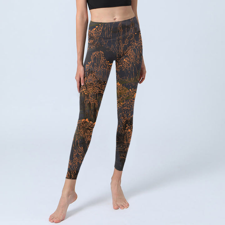 Buddha Stones Goldene Berge Wolken Druck Gym Leggings frauen Yoga Hosen