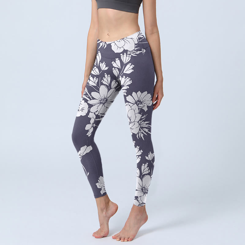 Buddha Stones ​​Blumen Blüten Druck Sport Fitness Leggings frauen Yoga Hosen - Lavendel - US18， UK/AU22，EU50 (4XL) - image 1