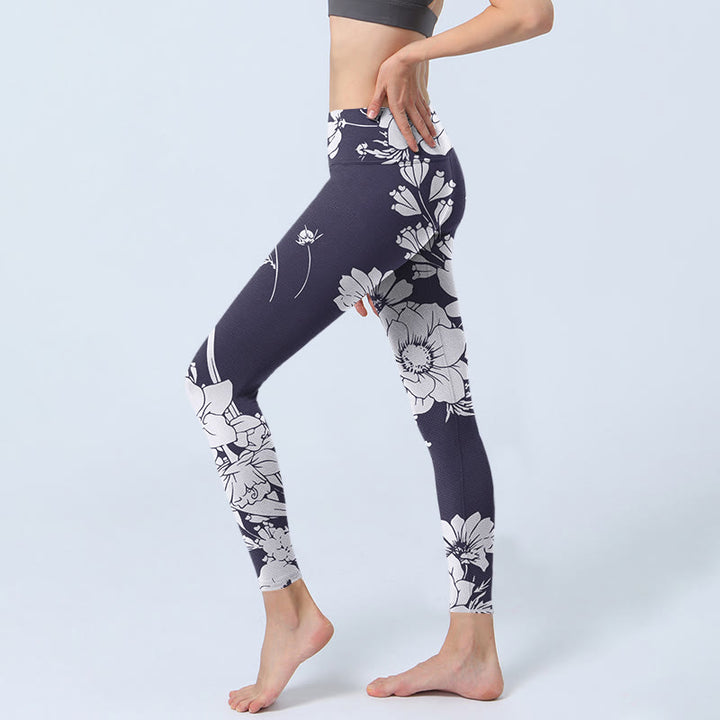 Buddha Stones Blumen Blüten Druck Sport Fitness Leggings frauen Yoga Hosen