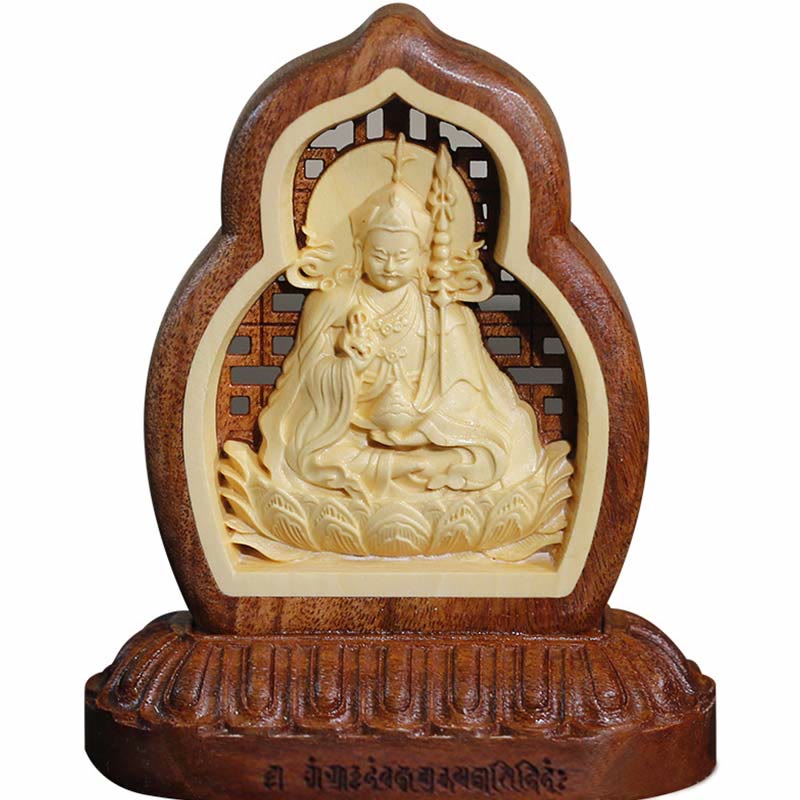 Guru Rinpoche Buddha Padmasambhavan Serenity Holz gravierte Statue Figur Dekoration - image 6