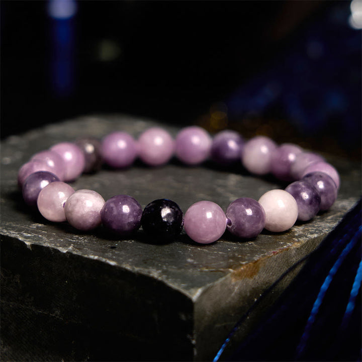 Buddha Stones Positives Armband aus violettem Glimmerstein