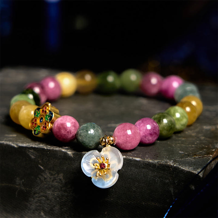 Buddha Stones Turmalin Weisheitsblumenarmband