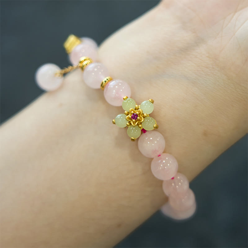 Buddha Stones Rosa Kristall Citrin Blume Wärme Armband