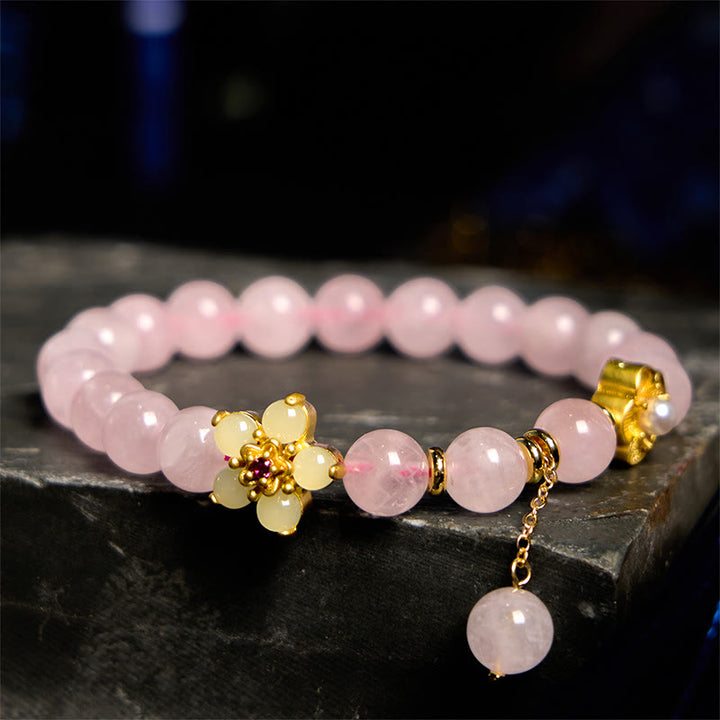 Buddha Stones Rosa Kristall Citrin Blume Wärme Armband