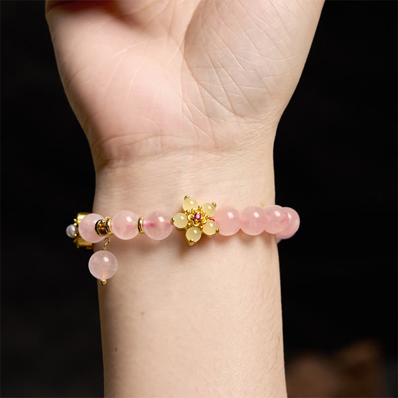 Buddha Stones Rosa Kristall Citrin Blume Wärme Armband