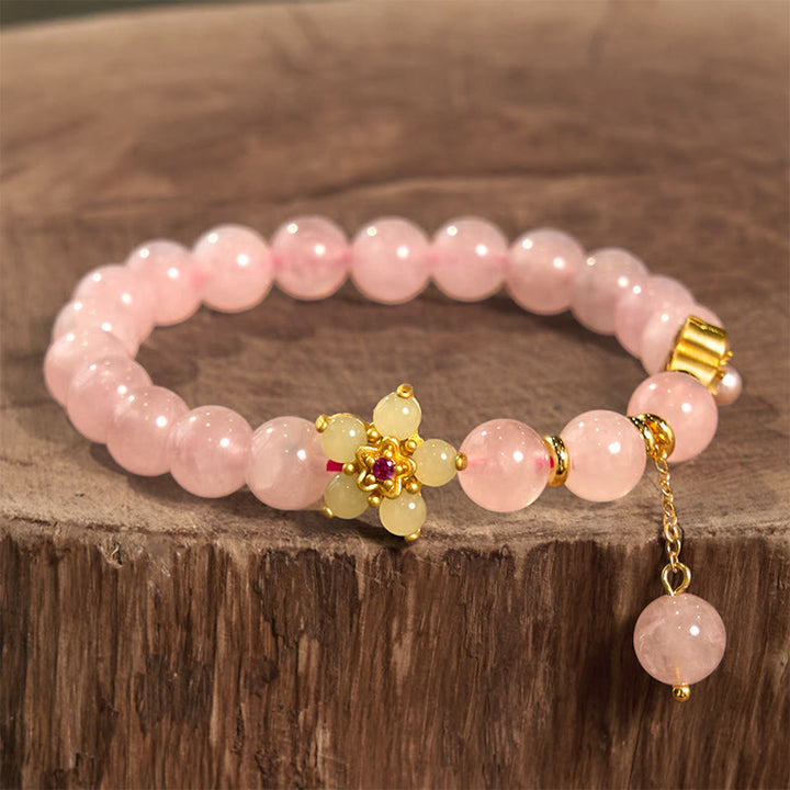 Buddha Stones Rosa Kristall Citrin Blume Wärme Armband