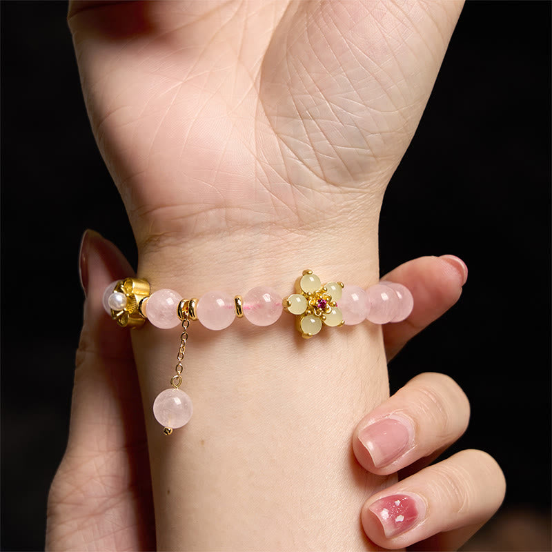 Buddha Stones Rosa Kristall Citrin Blume Wärme Armband