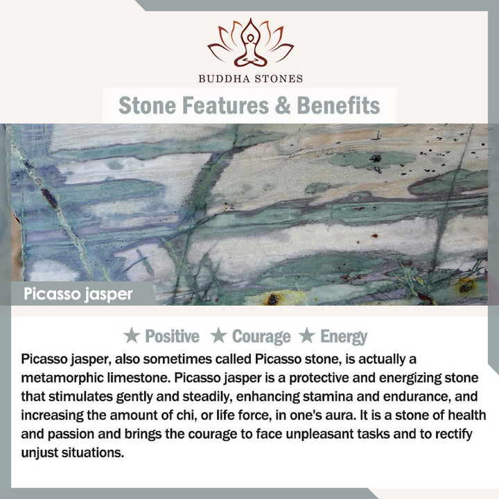 Buddha Stones Natürlicher Picasso-Jaspis Quadrat Lavastein Positives Armband - image 11