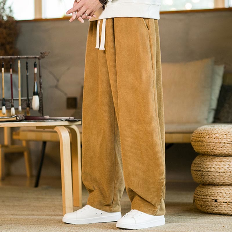 Buddha Stones Herbst Winter Herren Kordelzug Cord Haremshose mit Taschen - image 2