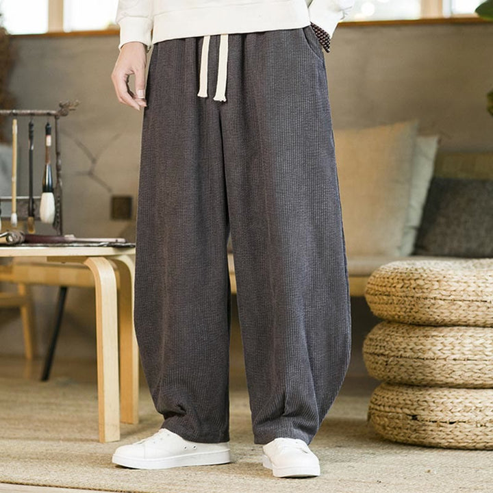 Buddha Stones Herbst Winter Herren Kordelzug Cord Haremshose mit Taschen - image 15