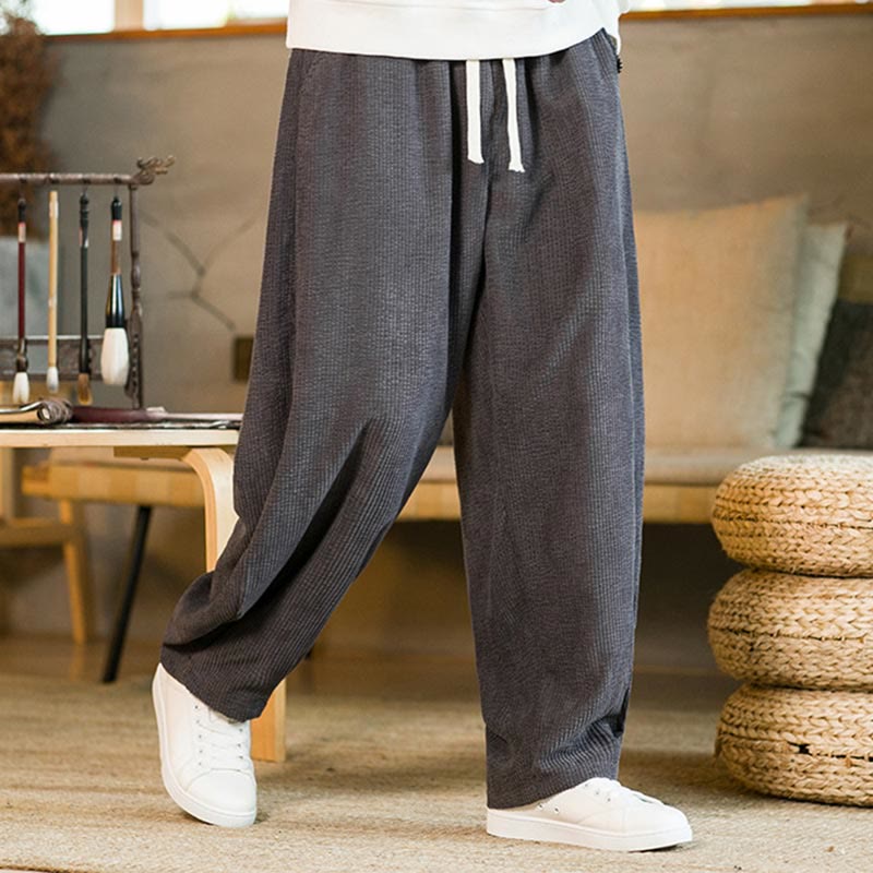 Buddha Stones Herbst Winter Herren Kordelzug Cord Haremshose mit Taschen - Grau - US/ UK/AU46，EU56 (5XL) - image 12