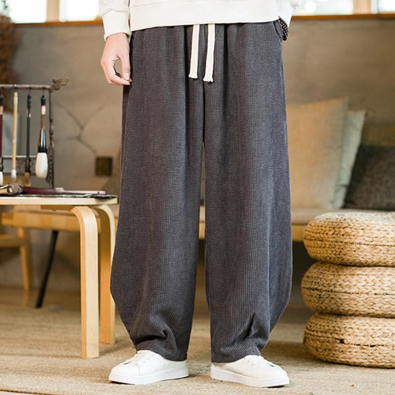 Buddha Stones Herbst Winter Herren Kordelzug Cord Haremshose mit Taschen - image 17