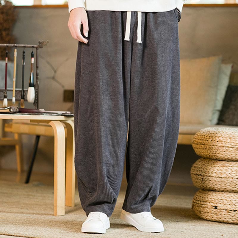 Buddha Stones Herbst Winter Herren Kordelzug Cord Haremshose mit Taschen - image 13