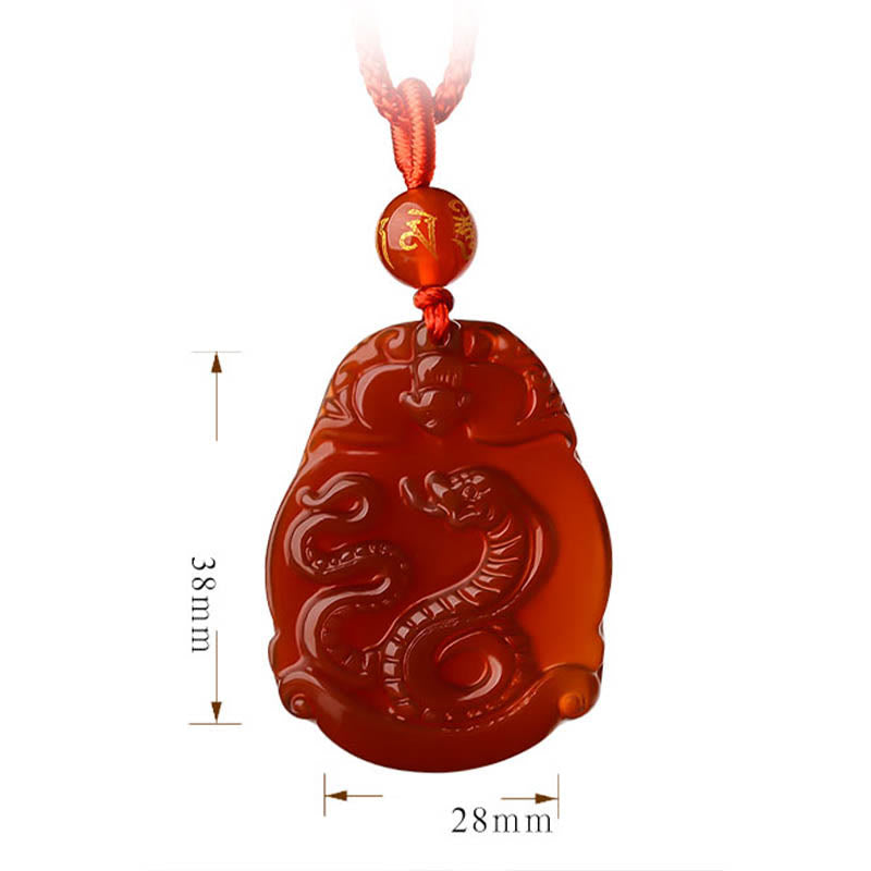 Buddha Stones Chinesisches Sternzeichen Roter Achat Ruhe Halskette Anhänger