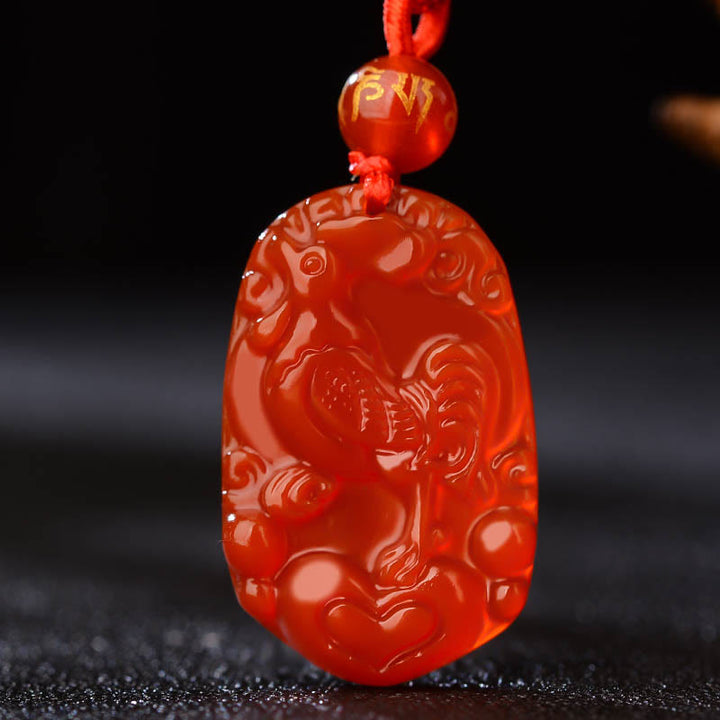 Halskette mit Anhänger Buddha Stones Chinese Zodiac Red Achat Glück