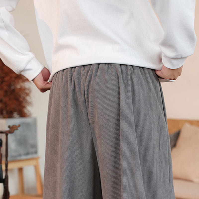 Buddha Stones Herbst Winter Herren Kordelzug Cordhose Solide Hose mit Taschen - image 12