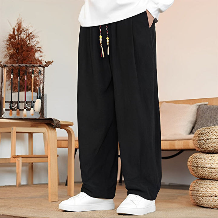 Buddha Stones Herbst Winter Herren Kordelzug Cordhose Solide Hose mit Taschen - image 19