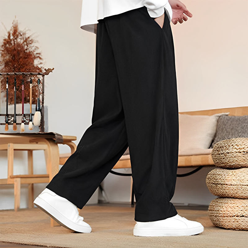 Buddha Stones Herbst Winter Herren Kordelzug Cordhose Solide Hose mit Taschen - image 17