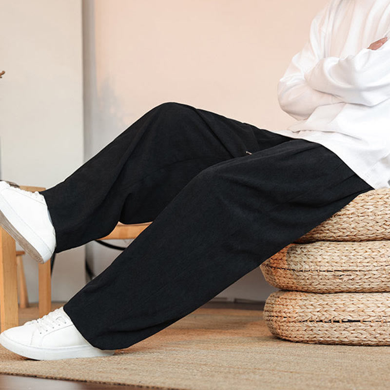 Buddha Stones Herbst Winter Herren Kordelzug Cordhose Solide Hose mit Taschen - image 22