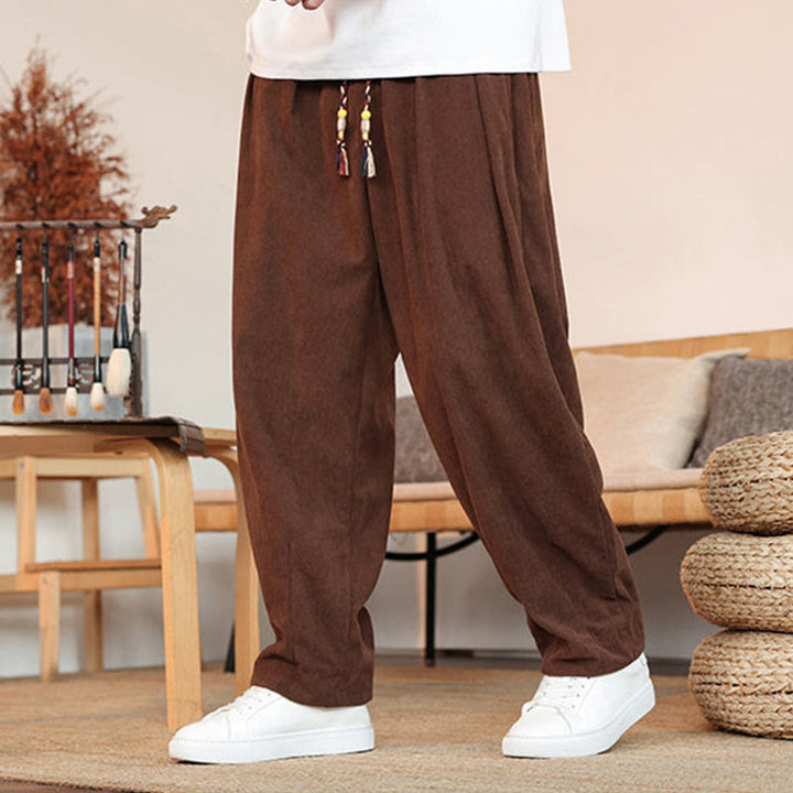 Buddha Stones Herbst Winter Herren Kordelzug Cordhose Solide Hose mit Taschen - Sienna - US/ UK/AU46，EU56 (5XL) - image 23