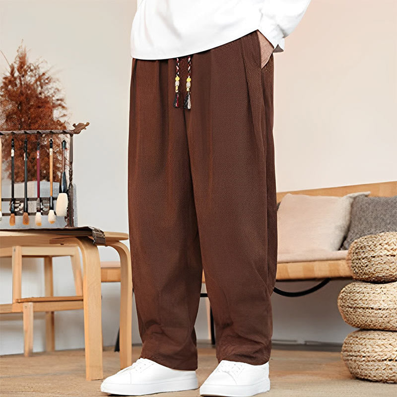 Buddha Stones Herbst Winter Herren Kordelzug Cordhose Solide Hose mit Taschen - image 29