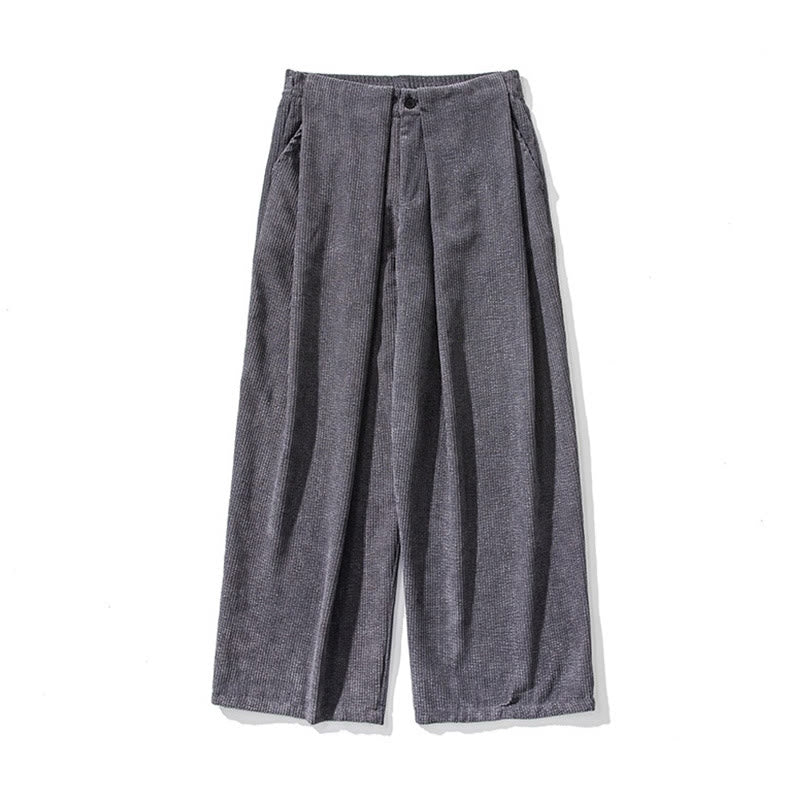 Buddha Stones - Einfarbige Herrenhose aus Baumwollcord mit weitem Bein und Taschen - image 13