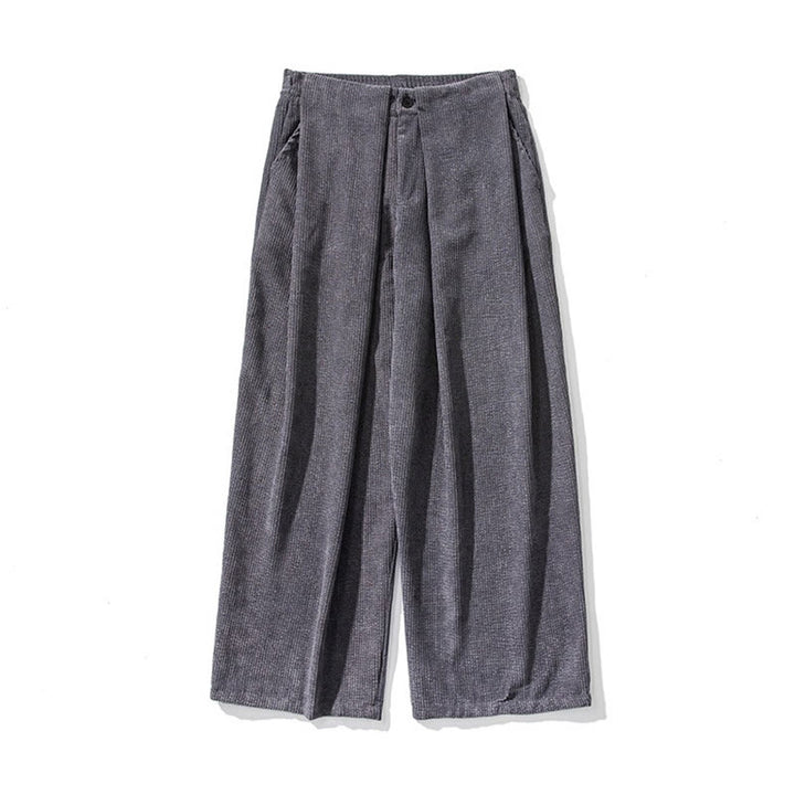 Buddha Stones - Einfarbige Herrenhose aus Baumwollcord mit weitem Bein und Taschen - image 13