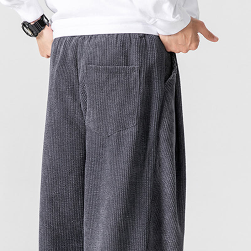 Buddha Stones - Einfarbige Herrenhose aus Baumwollcord mit weitem Bein und Taschen - image 10