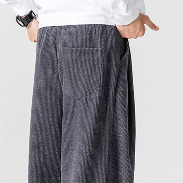 Buddha Stones - Einfarbige Herrenhose aus Baumwollcord mit weitem Bein und Taschen - image 10