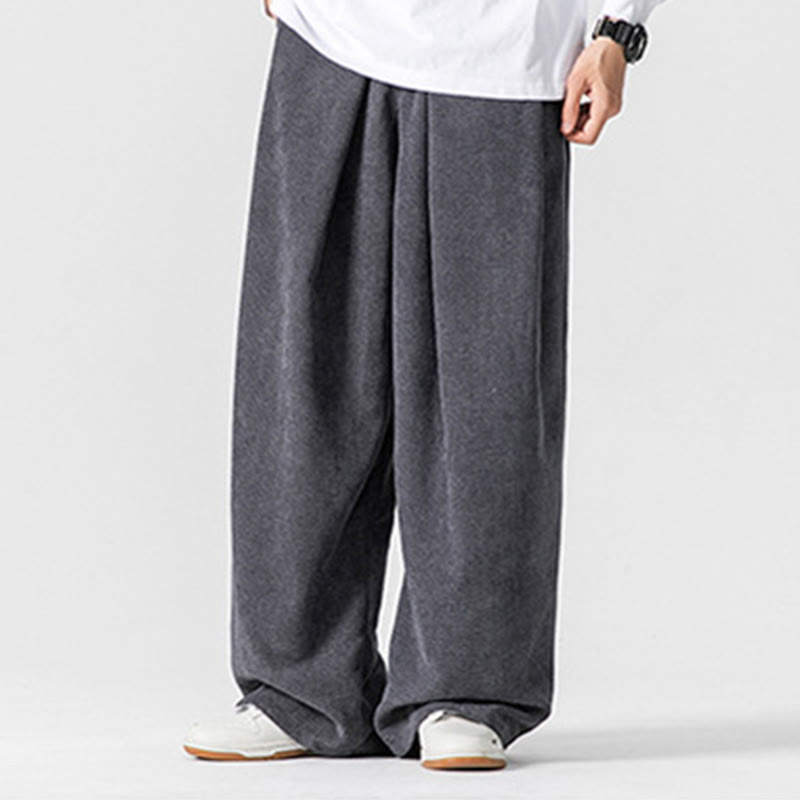 Buddha Stones - Einfarbige Herrenhose aus Baumwollcord mit weitem Bein und Taschen - image 2