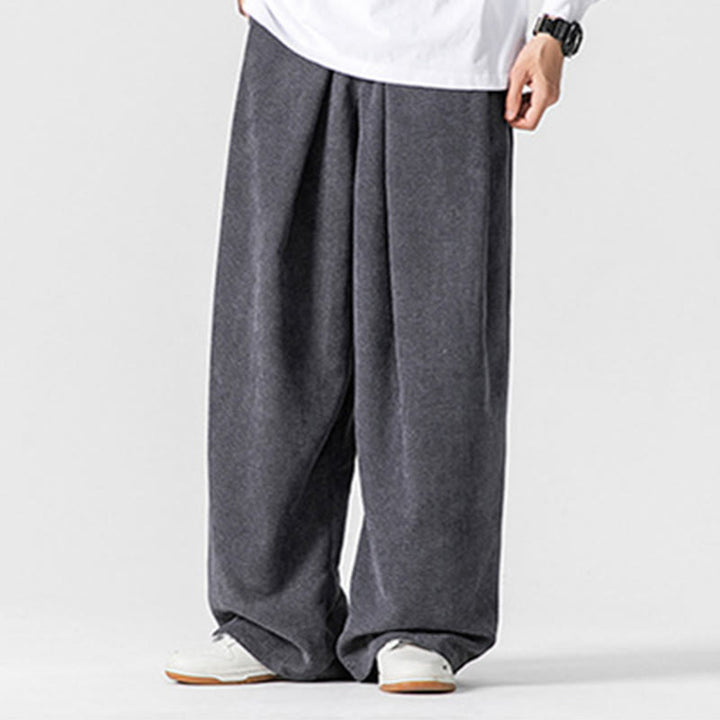 Buddha Stones - Einfarbige Herrenhose aus Baumwollcord mit weitem Bein und Taschen - image 2