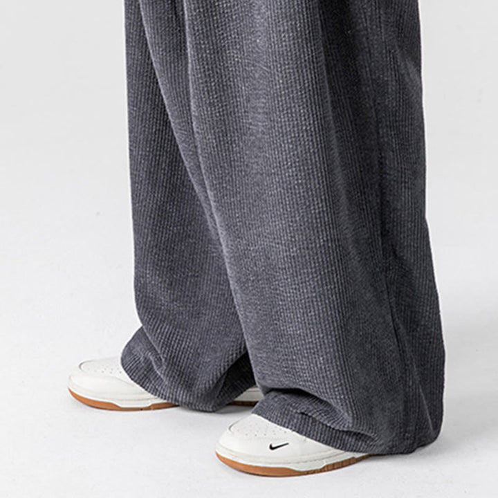 Buddha Stones - Einfarbige Herrenhose aus Baumwollcord mit weitem Bein und Taschen - image 12