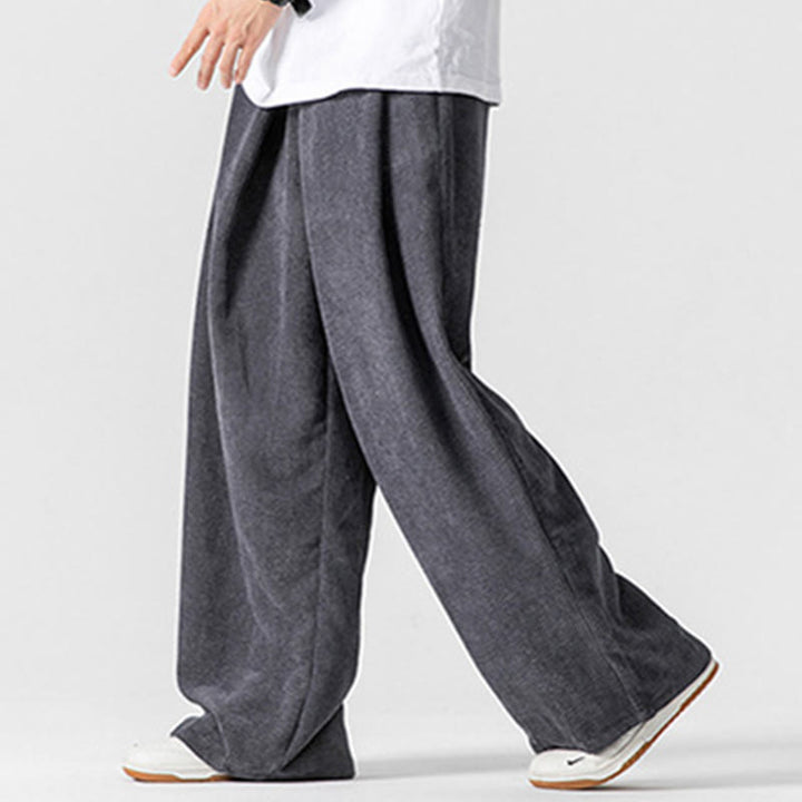 Buddha Stones - Einfarbige Herrenhose aus Baumwollcord mit weitem Bein und Taschen - image 4