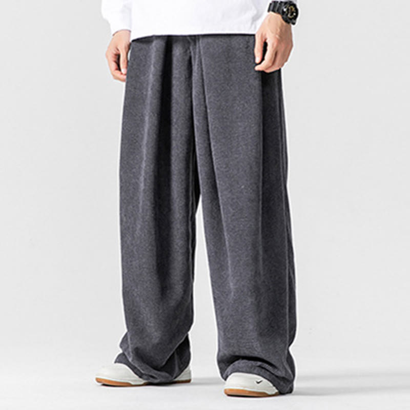 Buddha Stones - Einfarbige Herrenhose aus Baumwollcord mit weitem Bein und Taschen - image 6