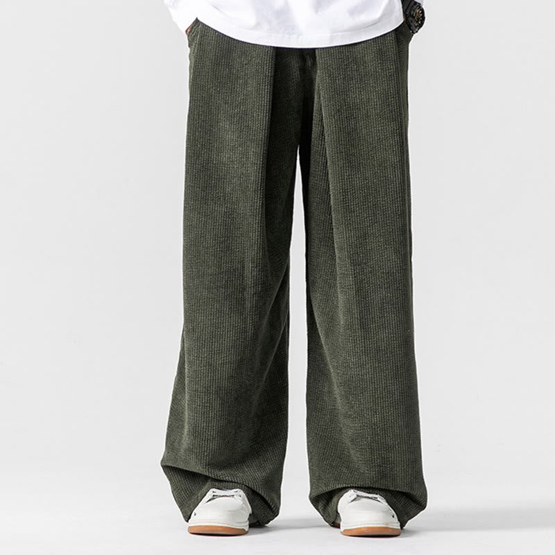 Buddha Stones - Einfarbige Herrenhose aus Baumwollcord mit weitem Bein und Taschen - image 15