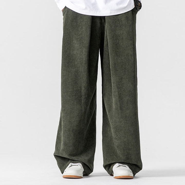 Buddha Stones - Einfarbige Herrenhose aus Baumwollcord mit weitem Bein und Taschen - image 15