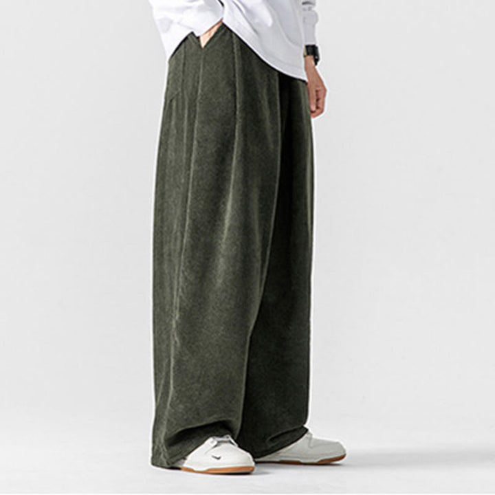 Buddha Stones - Einfarbige Herrenhose aus Baumwollcord mit weitem Bein und Taschen - image 16