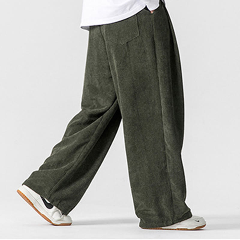 Buddha Stones - Einfarbige Herrenhose aus Baumwollcord mit weitem Bein und Taschen - image 17