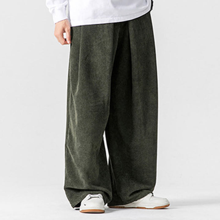 Buddha Stones - Einfarbige Herrenhose aus Baumwollcord mit weitem Bein und Taschen - image 19