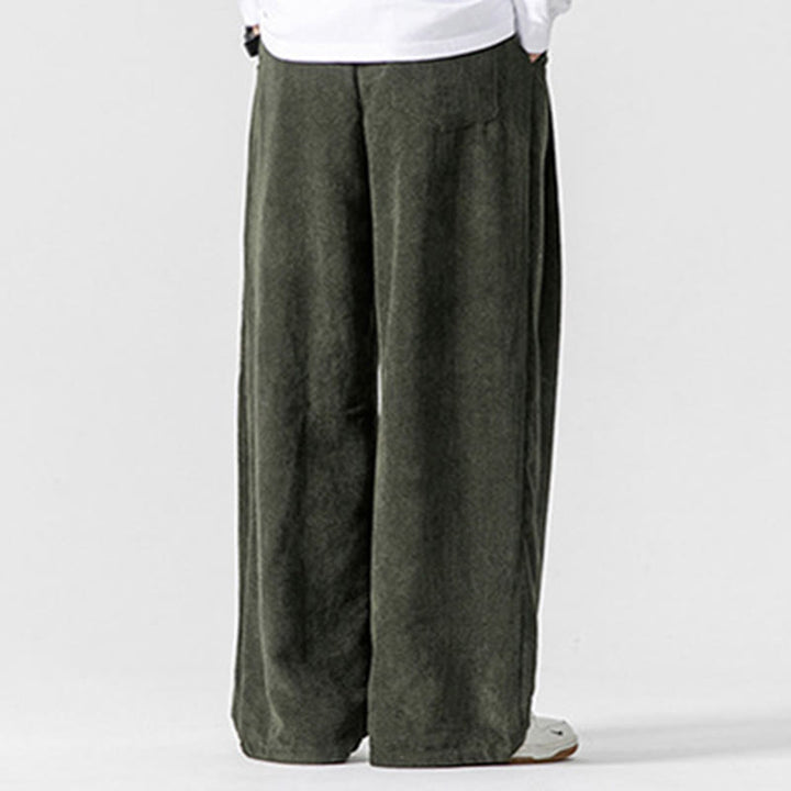 Buddha Stones - Einfarbige Herrenhose aus Baumwollcord mit weitem Bein und Taschen - image 18