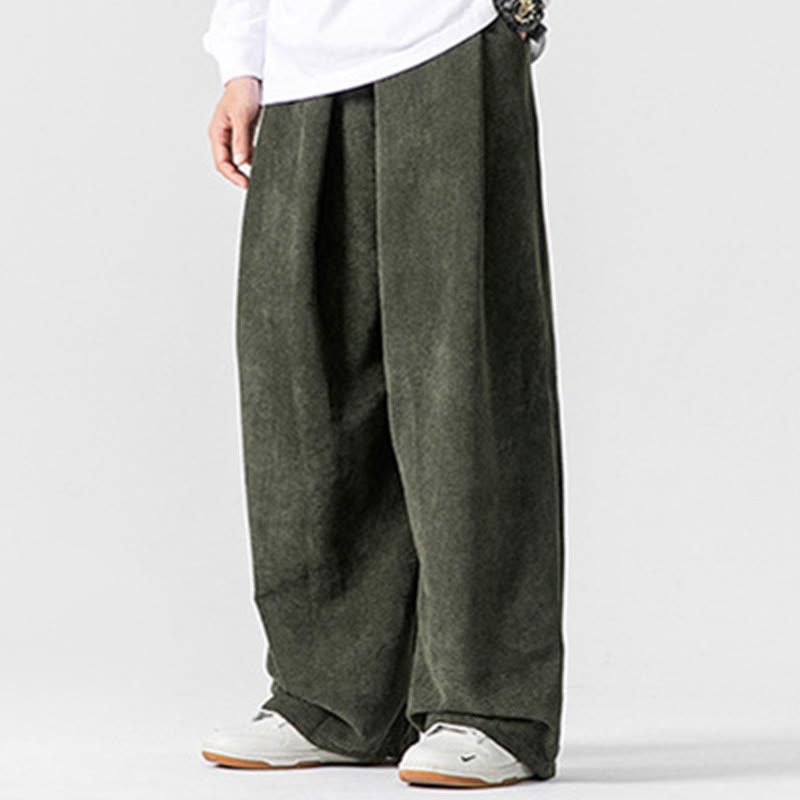 Buddha Stones - Einfarbige Herrenhose aus Baumwollcord mit weitem Bein und Taschen - image 20