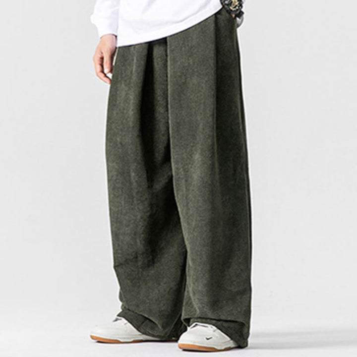 Buddha Stones - Einfarbige Herrenhose aus Baumwollcord mit weitem Bein und Taschen - image 20