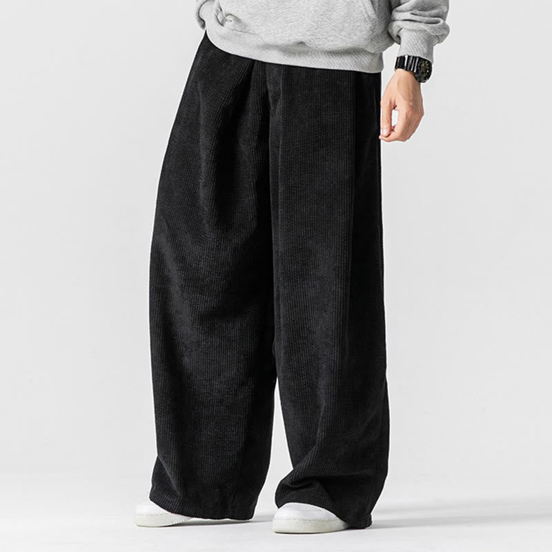 Buddha Stones - Einfarbige Herrenhose aus Baumwollcord mit weitem Bein und Taschen - image 23