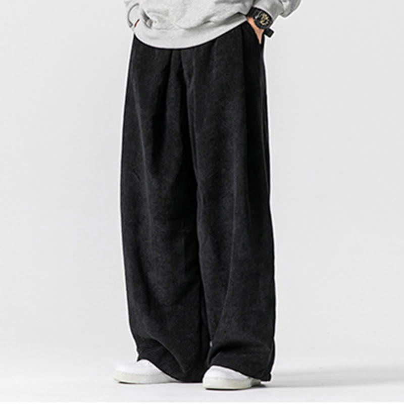 Buddha Stones - Einfarbige Herrenhose aus Baumwollcord mit weitem Bein und Taschen - image 24