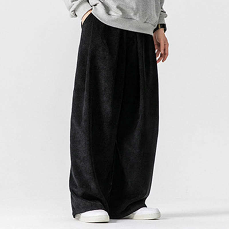 Buddha Stones - Einfarbige Herrenhose aus Baumwollcord mit weitem Bein und Taschen - image 28