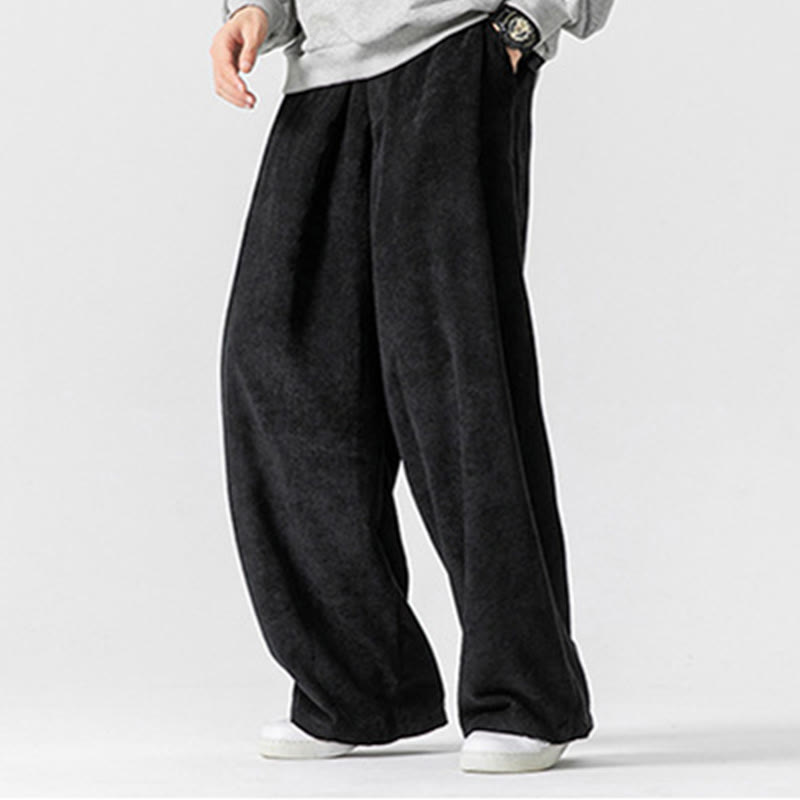 Buddha Stones - Einfarbige Herrenhose aus Baumwollcord mit weitem Bein und Taschen - image 27