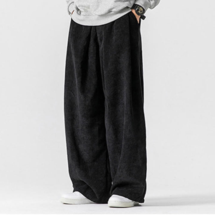 Buddha Stones - Einfarbige Herrenhose aus Baumwollcord mit weitem Bein und Taschen - image 24